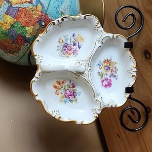 Vintage Ilmenau  East Germany divided handled dish bowl